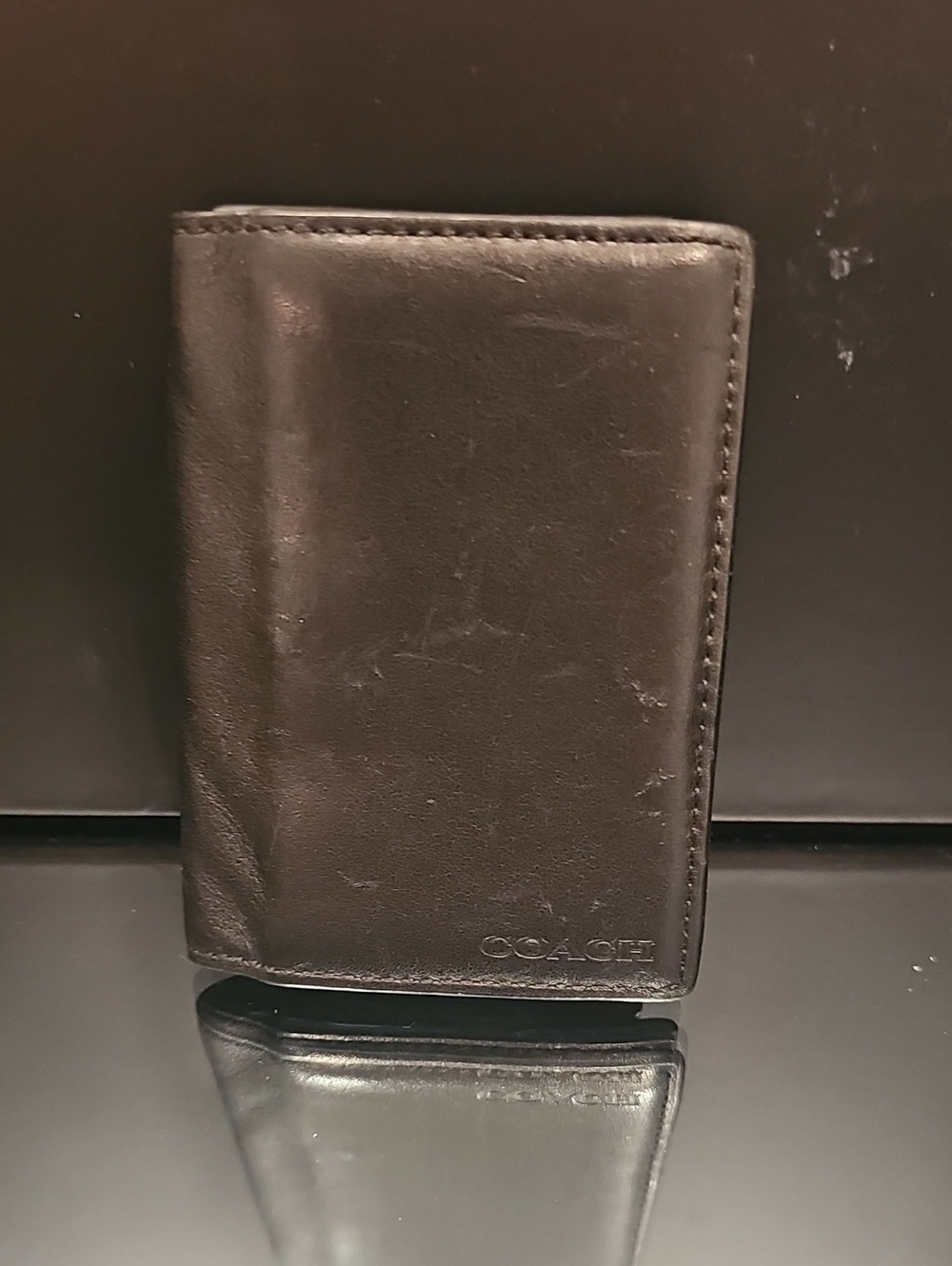 Coach Black Leather Card & Key Holder